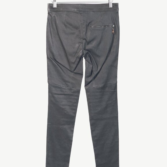 Brunello Cucinelli Grey Leather Quilted Moto Skinny Pants - Picture 2 of 15